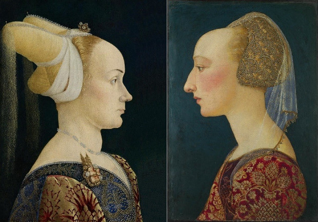 Γυναικεία πορτραίτα με διευρυμένα μέτωπα, από τον Μεσαίωνα και την Αναγέννηση